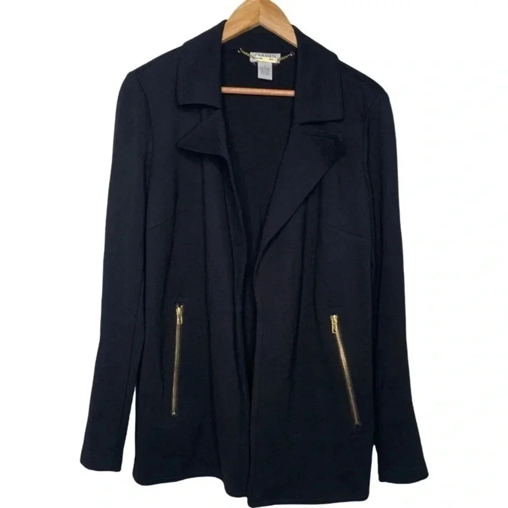 Carmen Marc Valvo Black Jersey Blazer Size Small